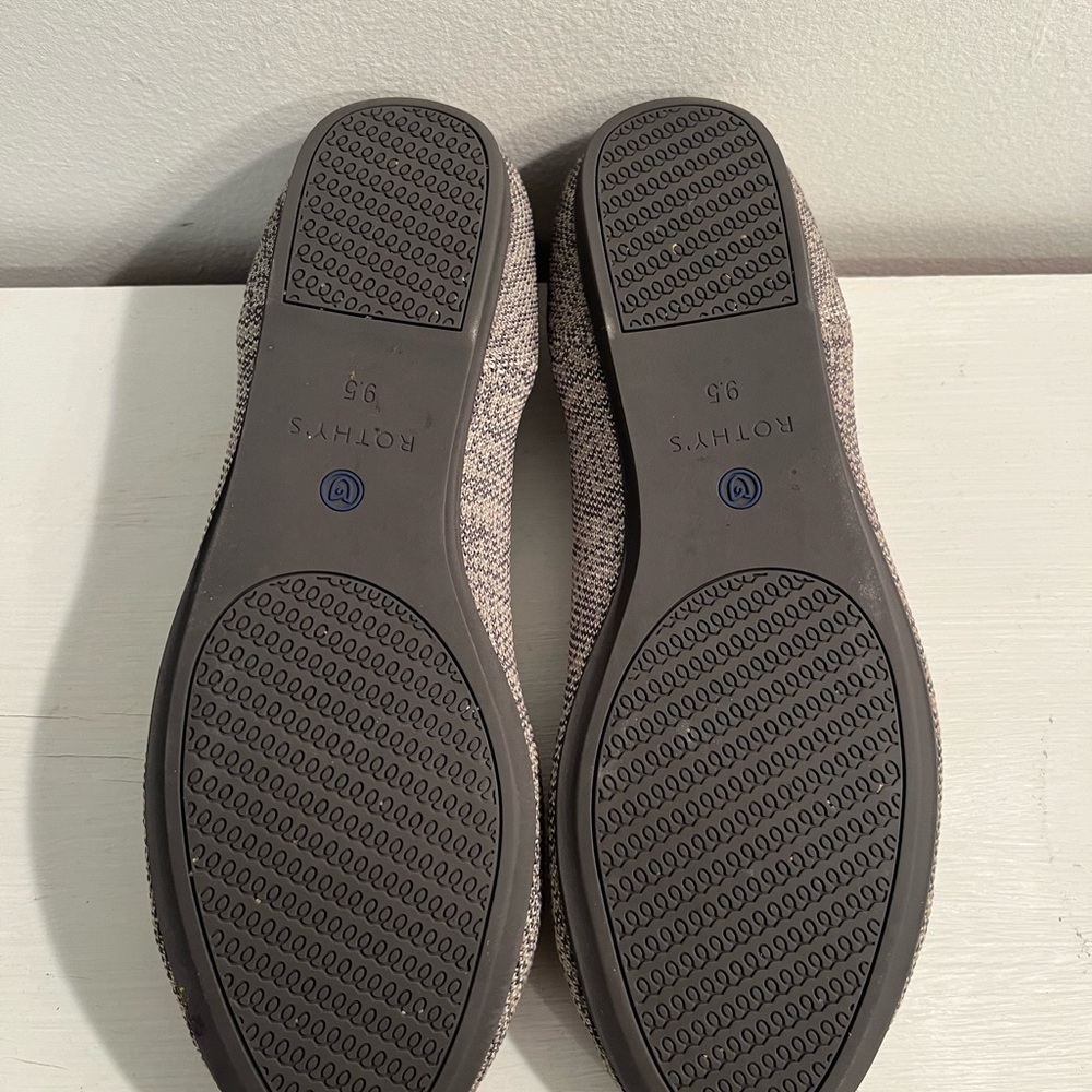 Rothy's The Flat Shoes Black/White Wardrobe Staple Ballerina Flats Women's 9.5 - Picture 3 of 5